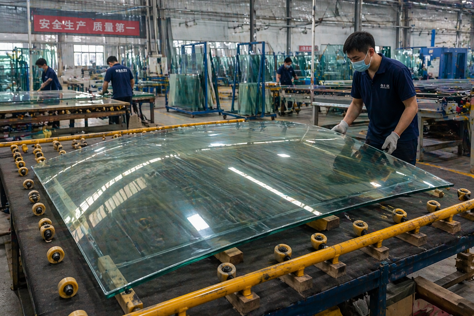 Curved, Laminated and Oversized Glass: Engineering Constraints and Solutions